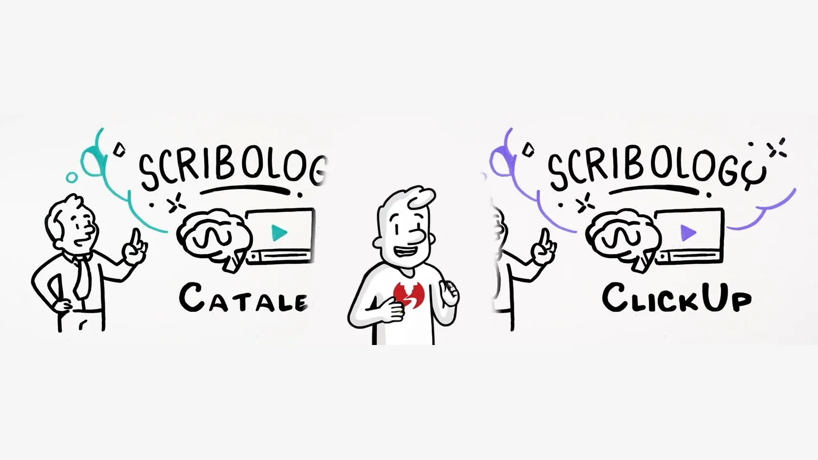 Two personalized versions of one TruScribe video, for Catalent and ClickUp, side by side