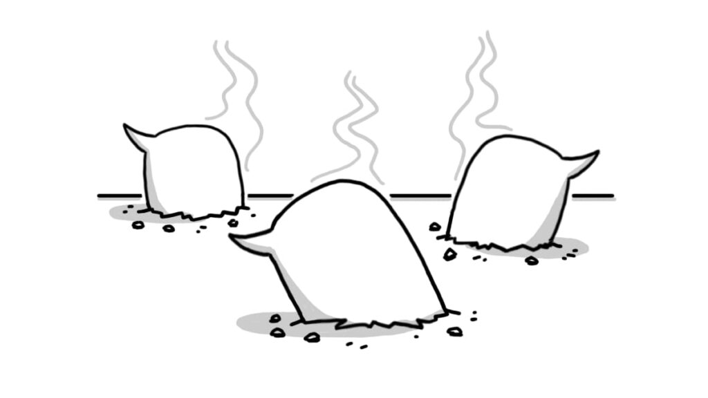 Three broken speech bubbles with smoke rising, symbolizing the negative impact of poor workplace communication.