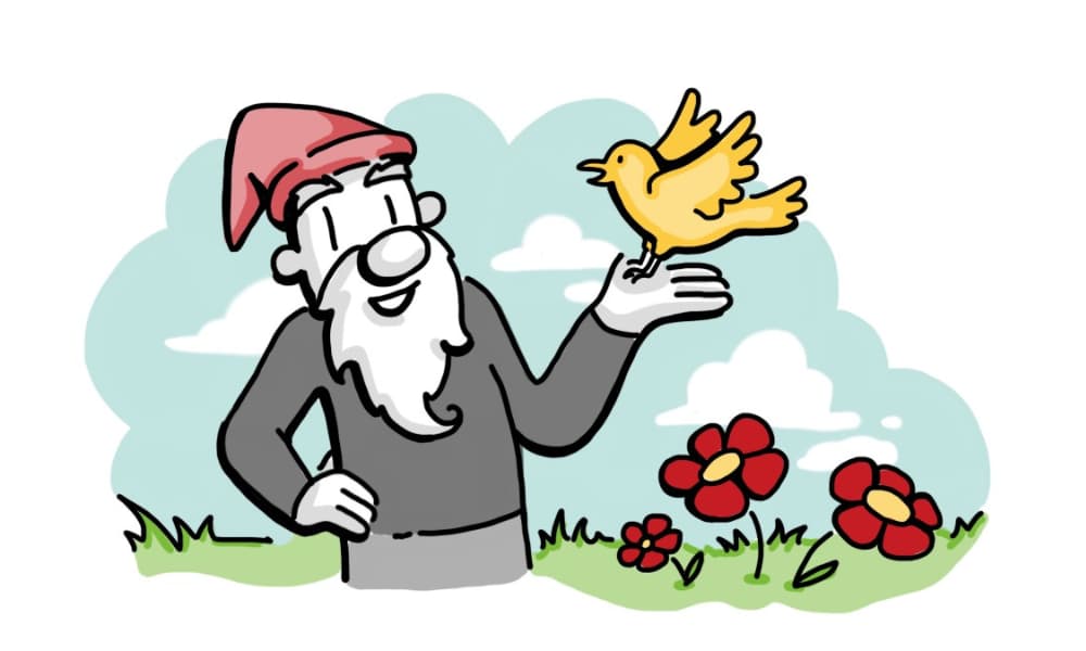 Hand-drawn character calmly holding a bird, symbolizing trust, clarity, and reduced anxiety through clear whiteboard communication.